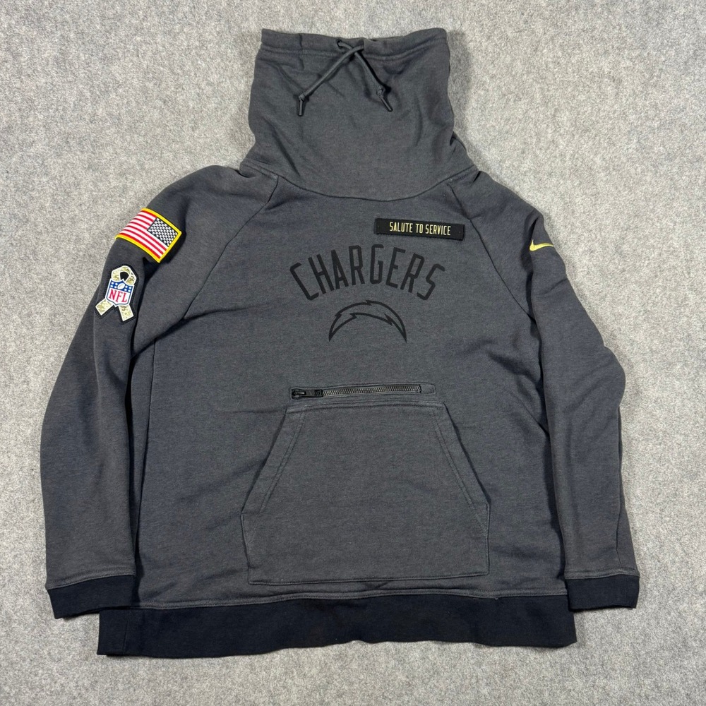 Nike Chargers Hoodie Mens XL Gray Salute to Service NFL Funnel Neck Football